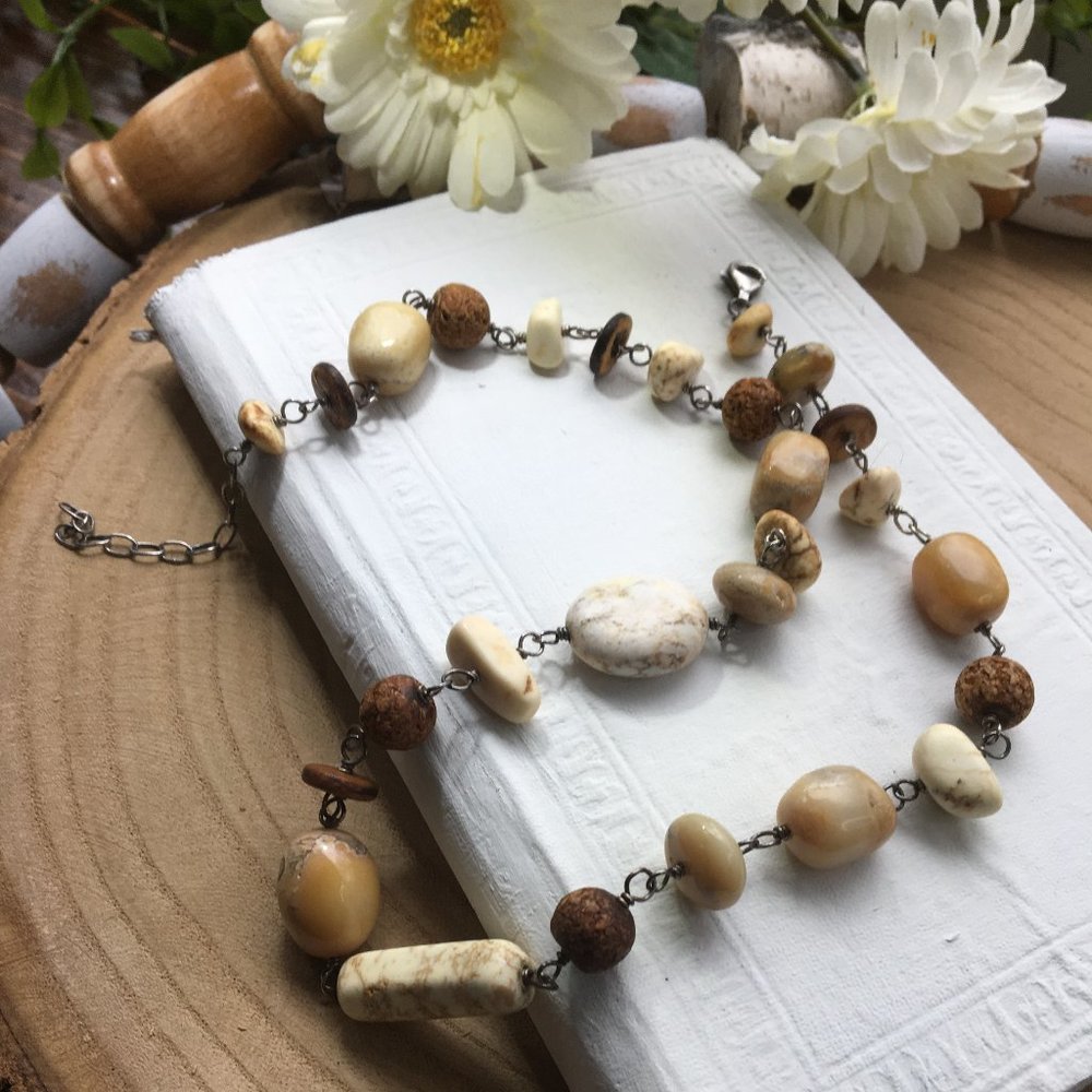 Silpada Multi Stones Whites & Browns Necklace